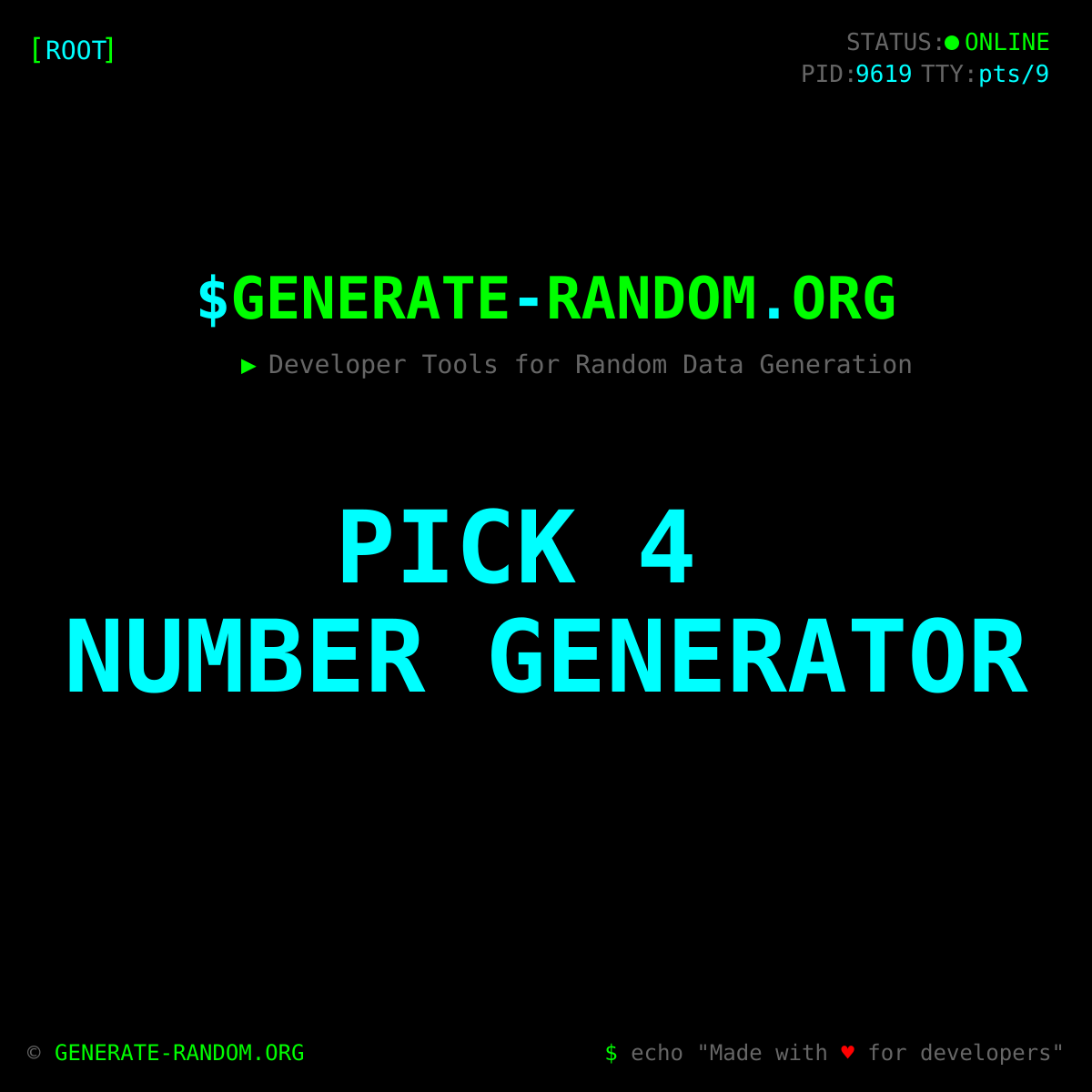 Pick 4 Number Generator - Random Pick 4 Numbers for Any State